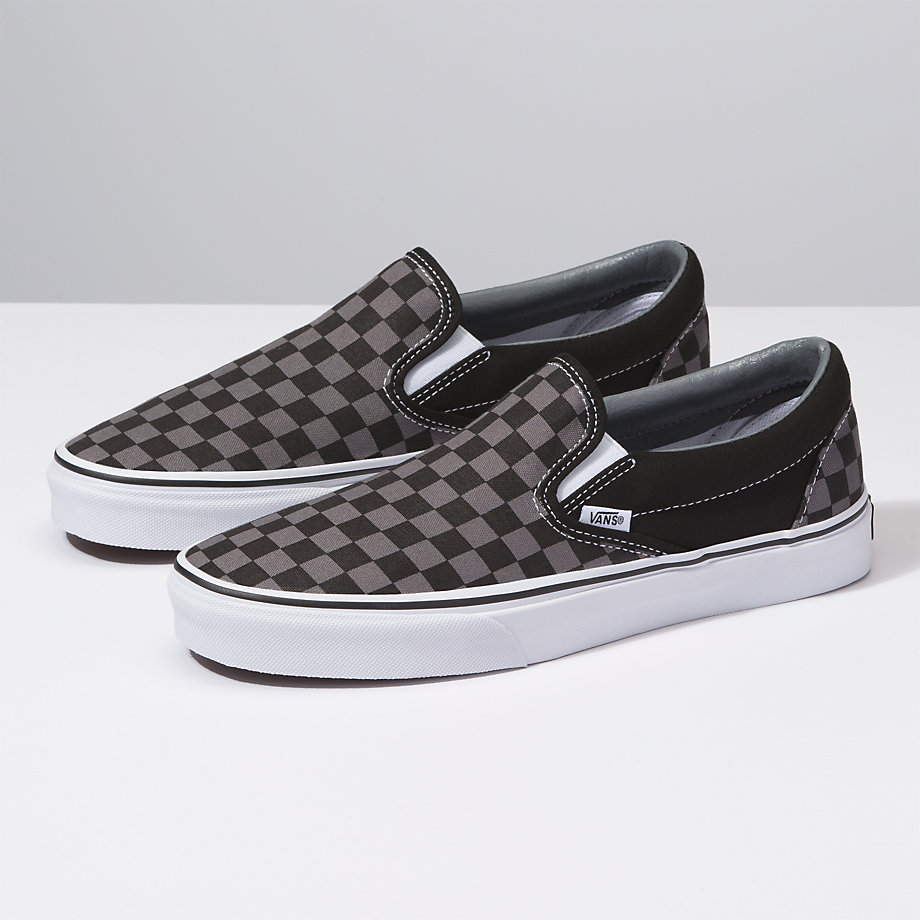 Vans Erkek Kaykay Ayakkabısı Checkerboard Slip-On Siyah Outlet | 62645-708